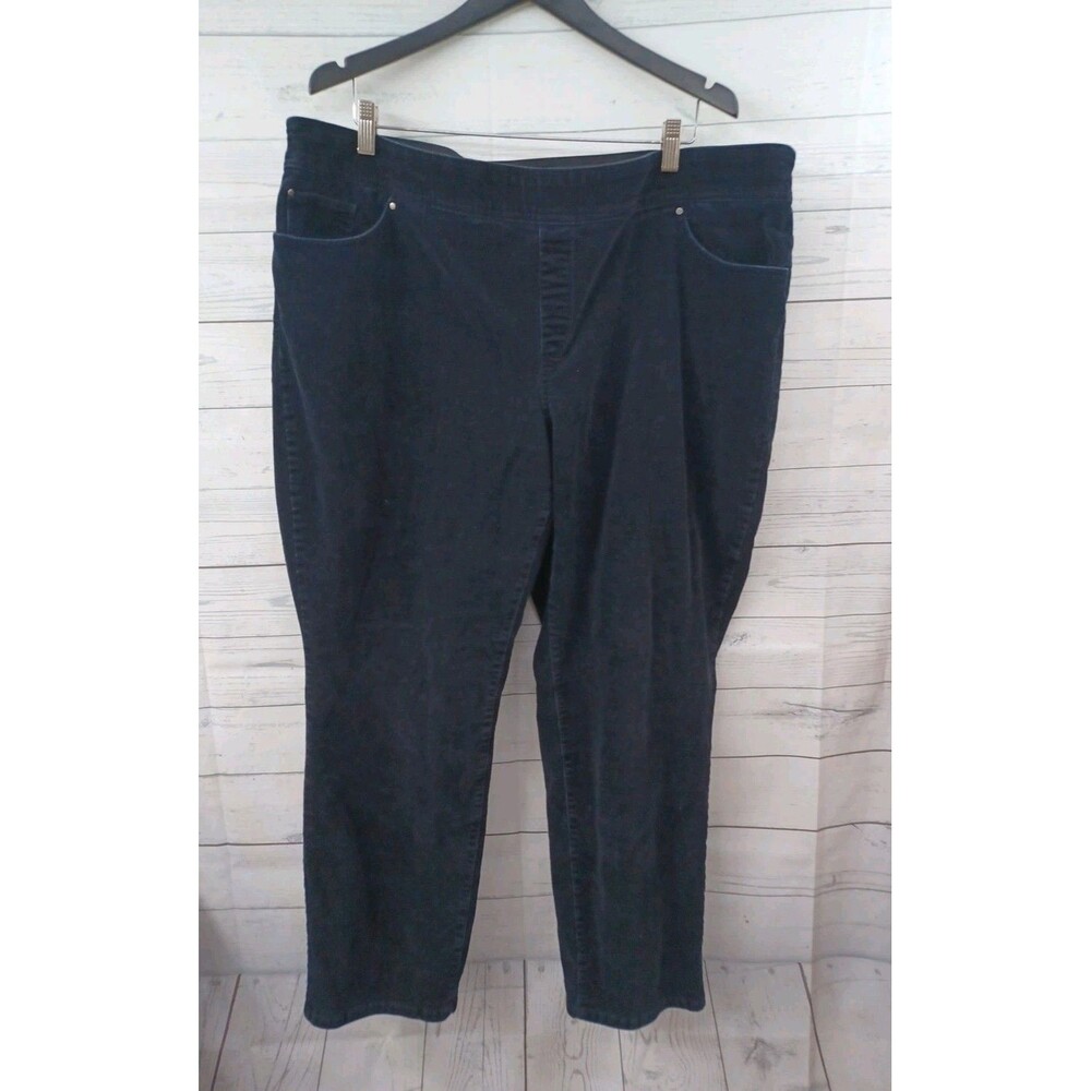 Kim Rogers Pull On Pants Corduroy Sz 22W Straight Leg Tummy Control Black